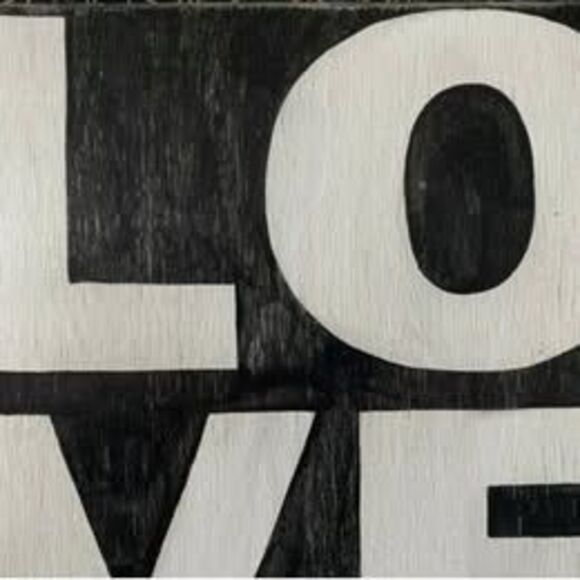 LOVE Square Wood Black & White Graphic 12x12x3/4" Sign Dorm Teen Room - Picture 2 of 4